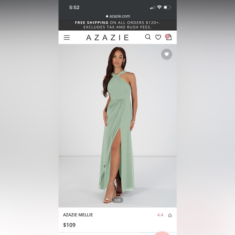 Azazie sage colored dress. Worn once!